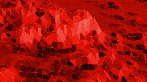 Abstract waving red low poly surface as cyber background in stylish low poly Stock Footage