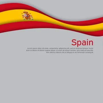 Abstract waving spain flag. Creative background for spain holiday card design Stock Illustration