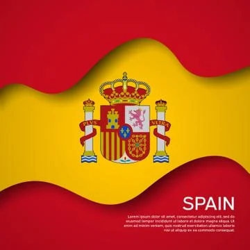 Abstract waving spain flag. Paper cut style. Creative background for spain Stock Illustration