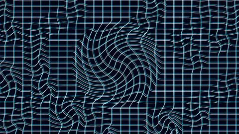 Abstract wavy 3d grid with glitch effect on dark background. Geometric dyna.. Stock Illustration
