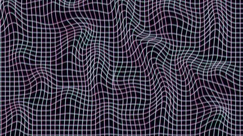Abstract wavy 3d grid with glitch effect on dark background. Geometric dyna.. Stock Illustration