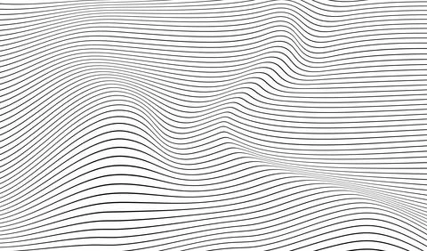 Abstract wavy 3d mesh on a white background. Geometric dynamic wave. 3D tec.. Stock Illustration