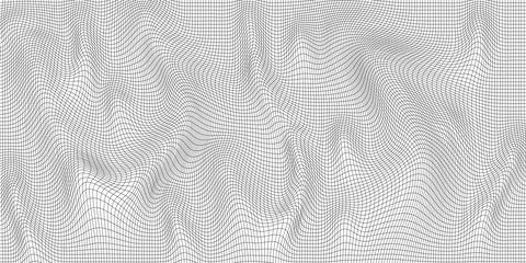Abstract wavy 3d mesh on a white background. Geometric dynamic wave. 3D tec.. Illustrazione stock