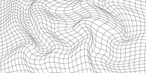 Abstract wavy 3d mesh on a white background. Geometric dynamic wave. 3D tec.. Stock Illustration