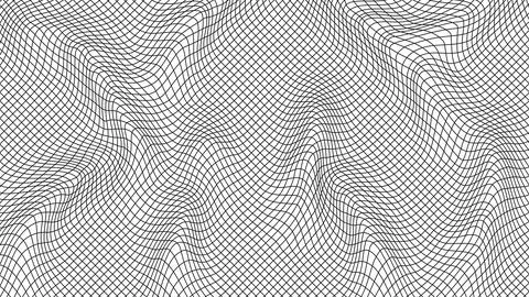 Abstract wavy 3d mesh on a white background. Geometric dynamic wave. 3D tec.. Stock Illustration