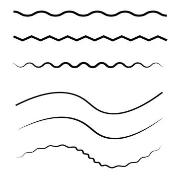 Abstract wavy and zigzag black line stroke set isolated on white background Stock Illustration