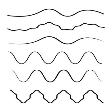 Abstract wavy and zigzag black line stroke set isolated on white background Stock Illustration