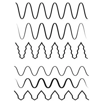 Abstract wavy and zigzag black line stroke set isolated on white background Stock Illustration