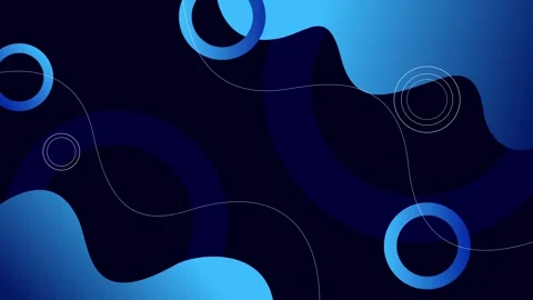 Abstract wavy background with circular ring elements and thin flowing lines.. Stock Footage 334763384