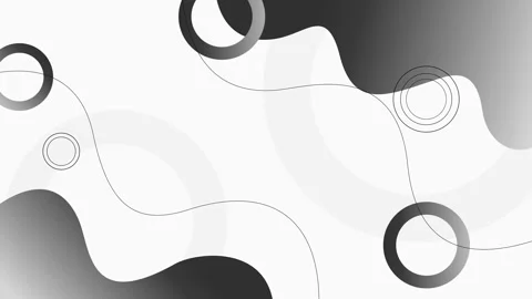 Abstract wavy background with circular ring elements and thin flowing lines.. Stock Footage 334763420