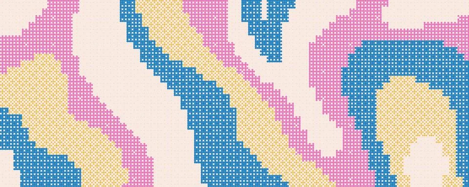 Abstract wavy background with dots, geometric dotted pattern, embroidery styl Stock Illustration