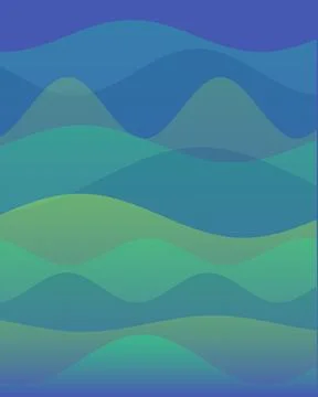 Abstract Wavy Background with Layered Teal and Blue Flowing Shapes for Mode.. Stock Illustration