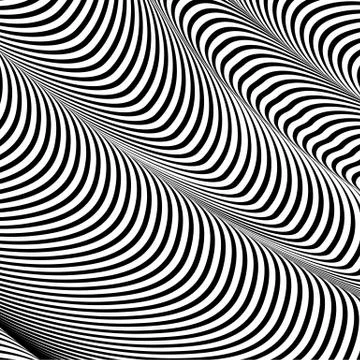 Abstract wavy background, optical art, opart striped Stock Illustration