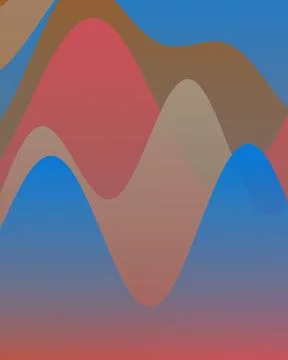Abstract Wavy Background with Organic Layered Shapes in Blue Red and Beige .. Stock Illustration
