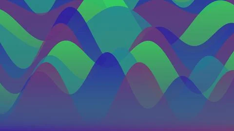 Abstract Wavy Background with Overlapping Purple Blue and Green Sinusoidal .. 스톡 일러스트