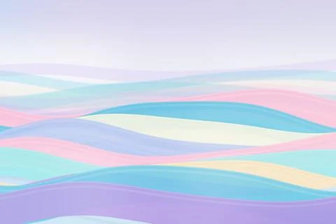 Abstract wavy background in soft pastel colors of pink blue green and laven.. Stock Illustration