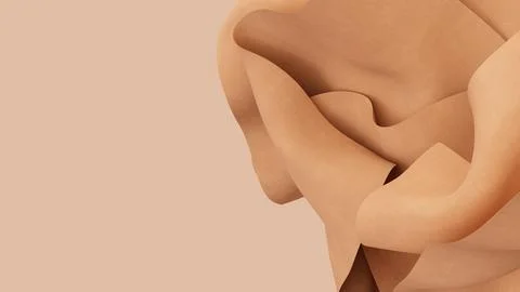 Abstract wavy beige tender fabric motion in wind. Peach fuzz satin cloth soft Stock Illustration