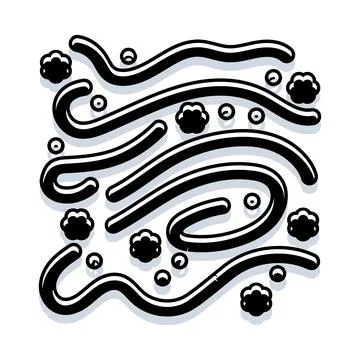 Abstract wavy black lines forming organic modern pattern イラスト素材