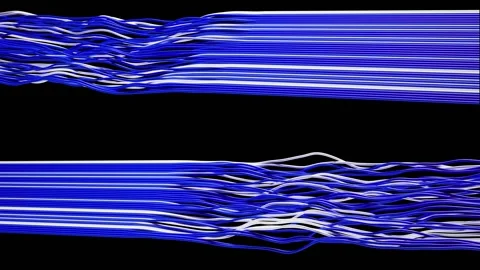 Abstract Wavy Blue and White Lines Top and Bottom Loop on Black Stock Footage 314474909