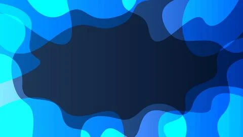 Abstract Wavy Blue Background with Fluid Shapes and Central Dark Area Illustrazione stock