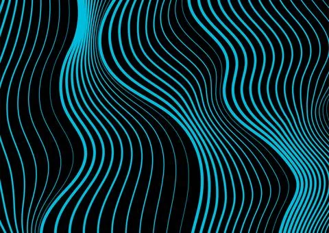 Abstract wavy blue lines on a black background Stock Illustration