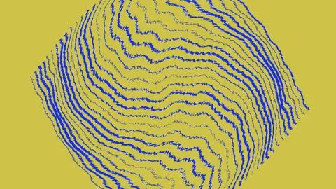 Abstract wavy blue lines on a green circular shape Illustrazione stock