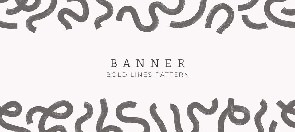 Abstract wavy bold brush strokes pattern frame. Modern grunge banner with black Stock Illustration