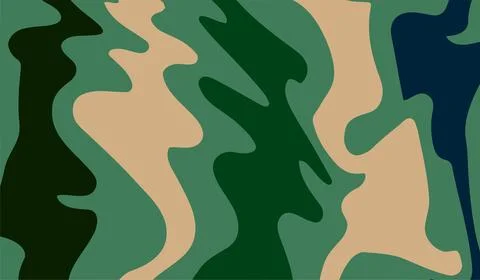 Abstract Wavy Camouflage Pattern In Green And Tan - Military Style Backgrou.. Stock Illustration
