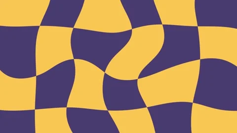 Abstract wavy checkerboard motion background, in purple and yellow Stock Footage 339620986