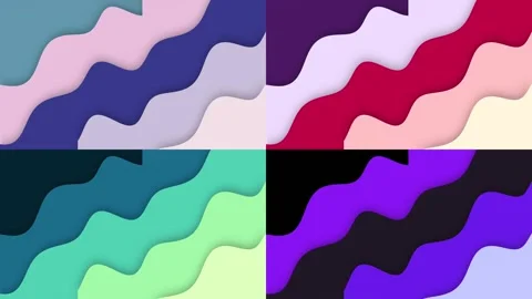 Abstract Wavy Color Background Animation Set with Modern Paper Cut Style Stock Footage 326748356