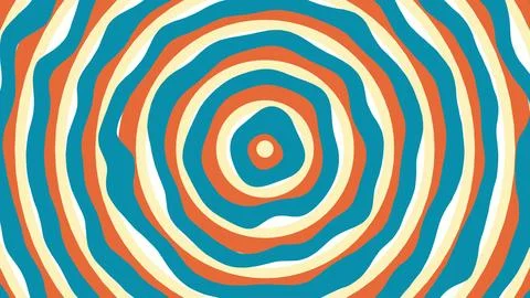 Abstract Wavy Concentric Circles in Retro Colors Background. Illustrazione stock