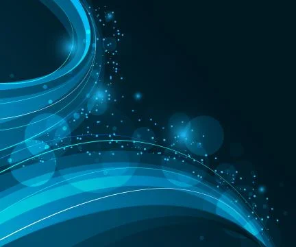 Abstract wavy dark blue background with swirly lines and glitter. Stock Illustration