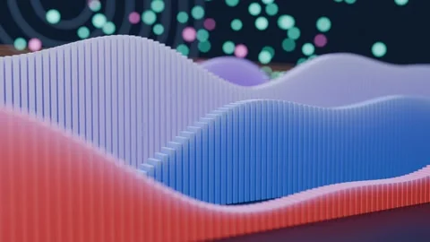 Abstract Wavy Data Bar Graph Visualization in Pink and Blue Stock Footage 347720321