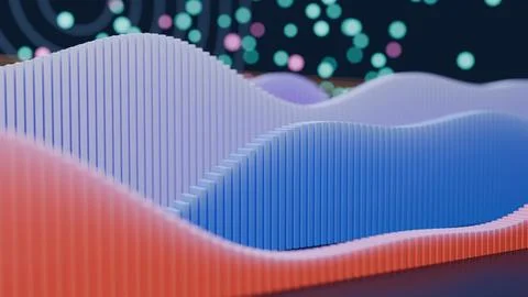 Abstract Wavy Data Bar Graph Visualization in Pink and Blue Stock Illustration