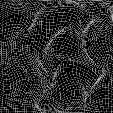 Abstract wavy deformation of net. Wavy motion mesh 3d structure. Vector illus Stock Illustration
