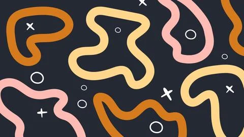 Abstract Wavy Doodle Lines on Dark Background Stock Illustration