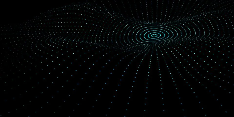 Abstract wavy dots surface. Neon representation of metaverse Stock Illustration