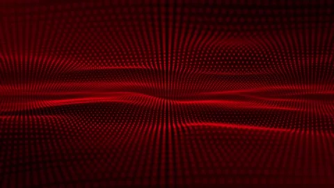 Abstract wavy field of glowing red particles on a dark background , 4k , 60 fps Stock Footage 254078844