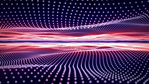 Abstract wavy field made of particle waves with hot glow effect Stock Footage 268042499