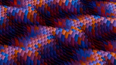 Abstract wavy field of smoothly flowing colorful rectangular elements Stock Footage 339090455