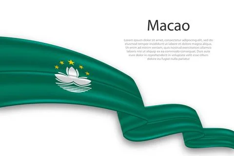 Abstract Wavy Flag of Macao on White Background Stock Illustration