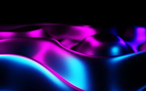 Abstract wavy forms neon background. Glossy gradient texture surface water Illustrazione stock