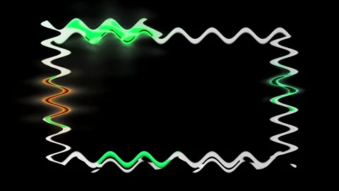 Abstract Wavy Frame  with Green and White Glowing Lines Stock Footage 284404697