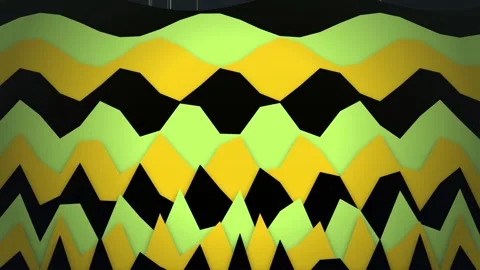 Abstract Wavy Geometric Pattern Background in Yellow, Green, and Black Stock Footage 348072444
