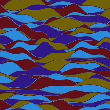 Abstract wavy geometric pattern with blue brown red waves seamless texture 스톡 일러스트