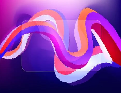 Abstract Wavy Gradient Background with Glassmorphism Element Stock Illustration