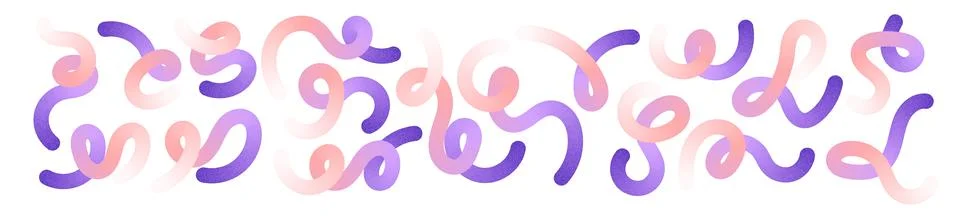 Abstract wavy gradient lines with fluid ribbon shapes, colorful squiggle pa.. Stock Illustration