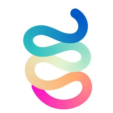 Abstract wavy gradient lines with fluid ribbon shapes, colorful 3D pattern, Stock Illustration