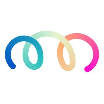 Abstract wavy gradient lines with fluid ribbon shapes, colorful 3D pattern, Stock Illustration