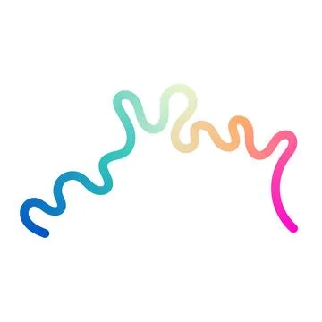 Abstract wavy gradient lines with fluid ribbon shapes, colorful 3D pattern, イラスト素材